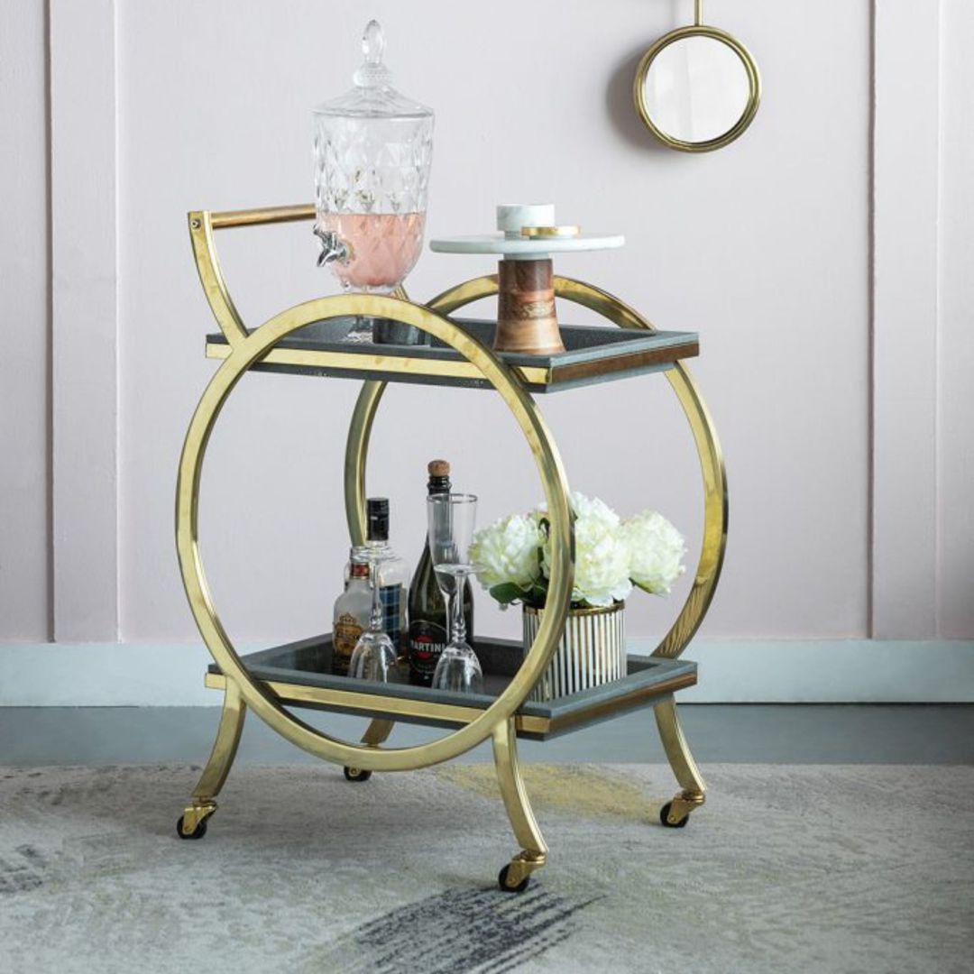 Margo Bar Trolley - Gold and Grey image 1